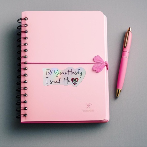 Siberian Husky Sticker, Holographic Rainbow Kawaii Decal, I said Hi, 4 pcs - Picture 3 of 6